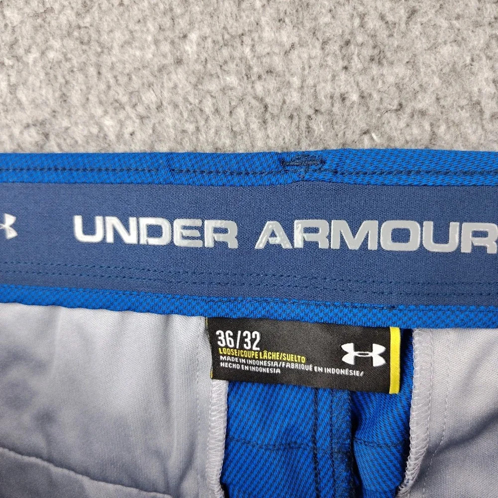 Under Armour Golf Pants Men 36x32 Loose Stretch Blue Performance Houndstooth EUC